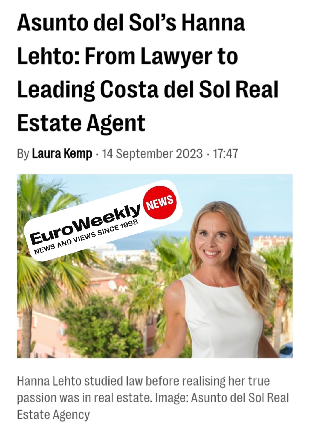 Hanna Lehto selling luxury properties in Costa del Sol