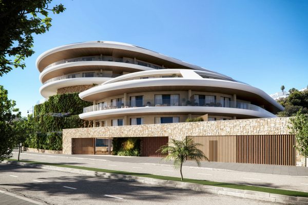 Modern round facade of Óleo Fuengirola new development